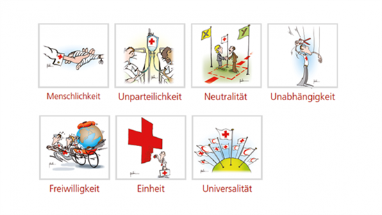 Die sieben Grundsätze des Roten Kreuzes